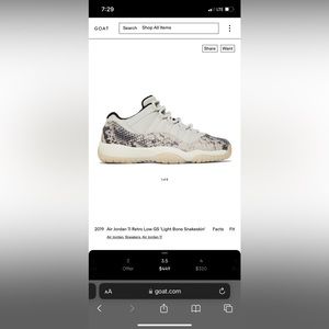 Jordan 11 Retro Low Snake Light Bone GS 😮
